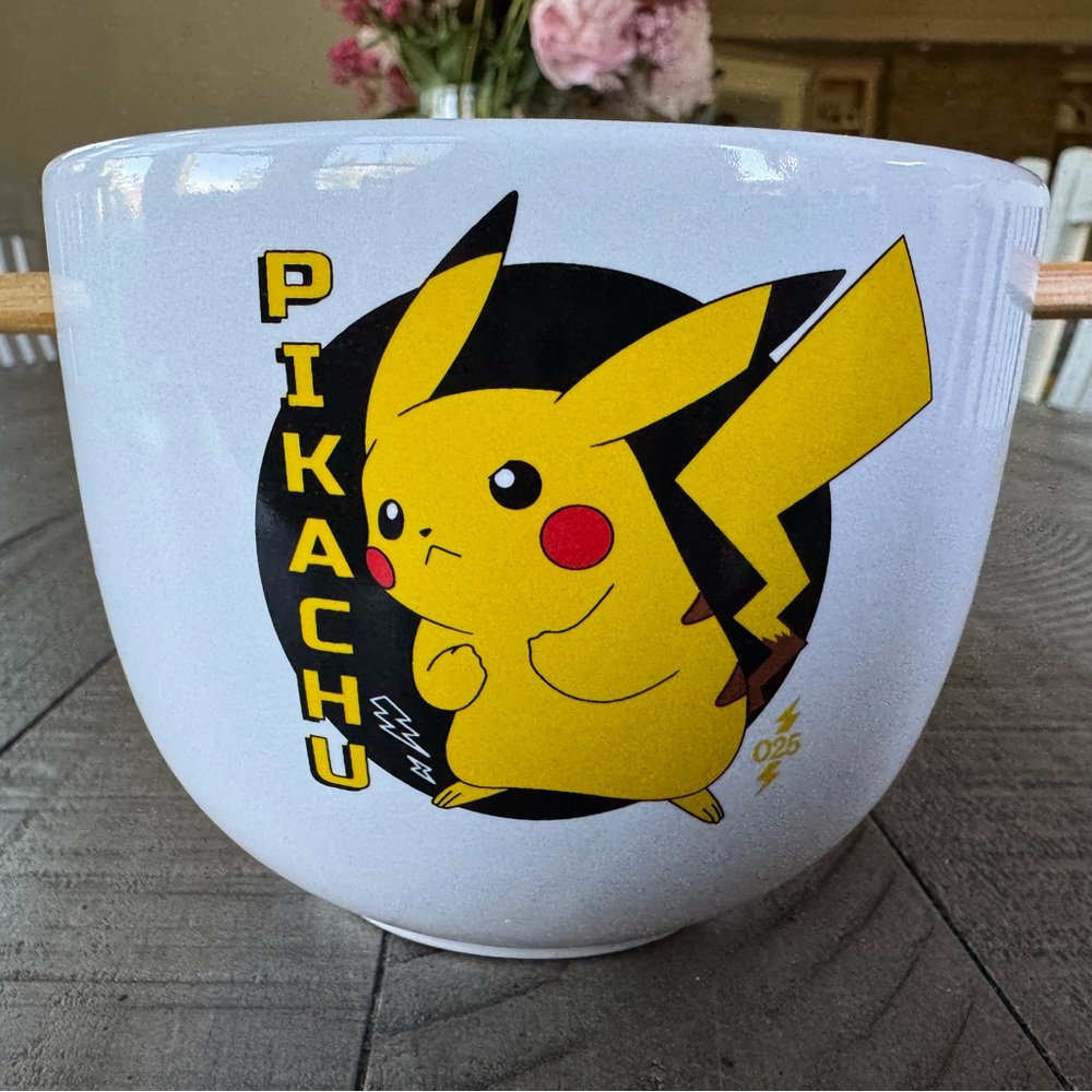 Pikachu Ramen Noodle Bowl with Chopsticks